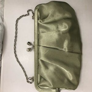 Sage green satin clutch